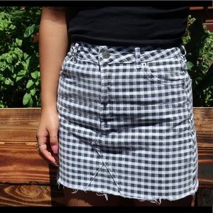 Topshop checkered jean skirt